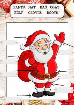 Preview of Silly Santa song - clothes/accessories vocabulary worksheet