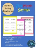 Silly Sayings Math Activity---Quadratics