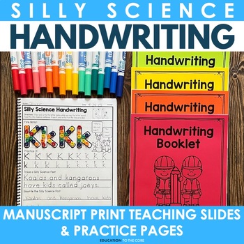 Preview of Silly Science Handwriting Practice Pages & Digital Resources: Manuscript Print