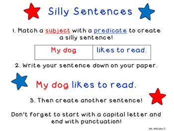 how to do assignment 1 silly sentences