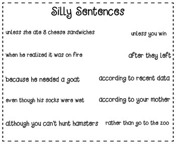 assignment 1 silly sentences answer key
