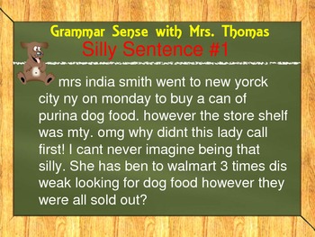 Preview of Silly Sentences (Real World Grammar Practice)