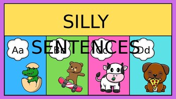 Preview of Silly Sentences Writing Presentation: Colorful Cartoon Style