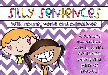 Preview of Silly Sentences - Writing Sentences with Nouns, Verbs and Adjectives