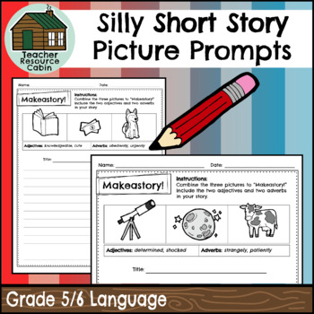 Preview of Silly Short Story Picture Prompts | NO PREP (Grade 5/6 Language)