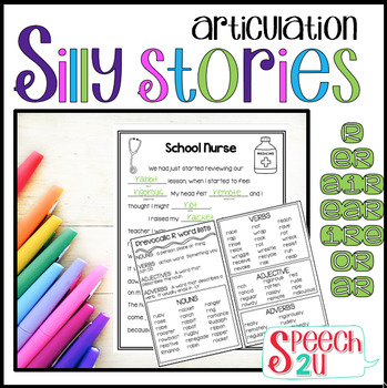 Preview of Prevocalic Vocalic R Silly Story Fill-Ins & Word Lists for Articulation