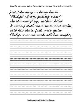 Silly Stories: Cursive Handwriting Copybook by Penmanship Plus | TPT
