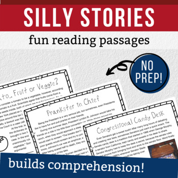 Preview of Silly Stories: Fun US Government Reading Comprehension