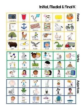 k and g word list speech therapy