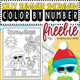 Silly Summer Snowmen Color by Number - Winter Math (Kindergarten)