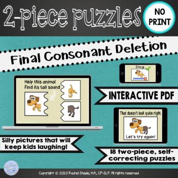 Preview of Silly Tail Sounds Final Consonant Deletion Puzzles - DIGITAL