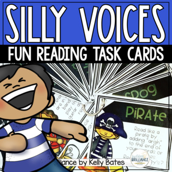 Preview of Silly Voices and Actions - Fun Reading Task Cards