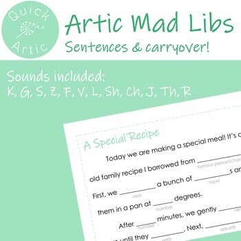 Preview of Silly story Articulation Mad Libs – K, G, S, Z, F, V, L, Sh, Ch, J, Th, R