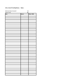 Preview of Silver Award Hours Tracking Sheet
