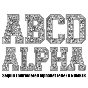 Preview of Silver Faux Embroidered Sequin PNG Alphabet Set