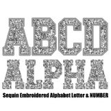 Silver Faux Embroidered Sequin PNG Alphabet Set