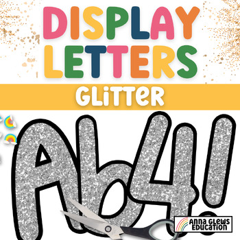 silver glitter printable bulletin board letters and numbers tpt