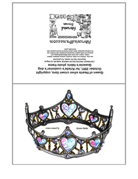 Silver Queen Of Hearts Crown Tiara Bold 5x7 Folded Card Printable Blank Inside