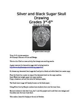 Preview of Silver and Black Sugar Skull Drawing