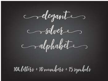Preview of Silver glitter alphabet clip art, Silver letters with swatches, Silver sparkle