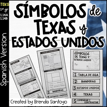 Preview of Símbolos de Texas y Estados Unidos Mini Flip Book - 1st grade 1.14A, 1.14B
