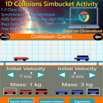 Preview of Simbucket Linear Momentum in Collisions simulation lab activity (Key Included)