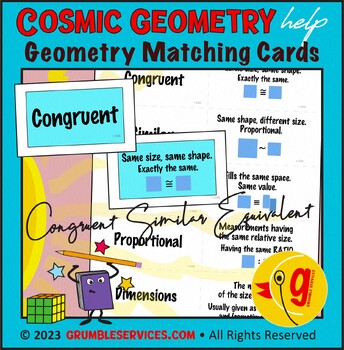 Preview of Geometry Matching Card Activity: Set of 10 Similar, Congruent, Equivalent Terms