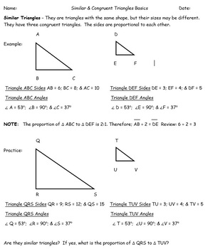 Preview of Similar & Congruent Triangles Basics Geometry - Review and Practice