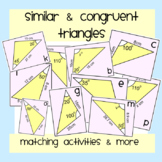 Similar & Congruent Triangles Matching Activities & More