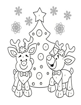 Similar Figures Color by Number: Christmas Tree & Reindeer by Lacey Maertz