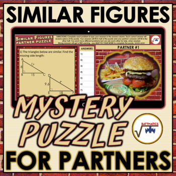 Preview of Similar Figures DIGITAL SELF CHECKING MYSTERY PUZZLE for PARTNERS