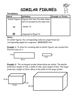 Preview of Similar Figures Guided Student Notes with Key