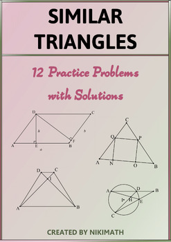 Preview of Similar Triangles - 12 Practice Problems with Typed Solutions