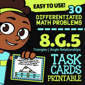 Preview of Similar Triangles & Angle Relationships Task Cards | 8th Grade Geometry | 8.G.5