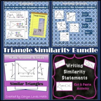 Preview of Similar Triangles Bundle~Similarity~4 Activities~Foldable~Sort