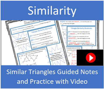 Preview of Similar Triangles Guided Notes with Video