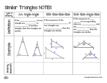 Preview of Similar Triangles Notes