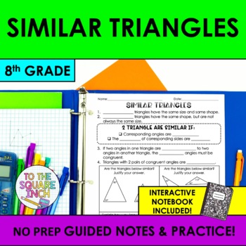 Preview of Similar Triangles Notes & Practice | Guided Notes | + Interactive Notebook Pages