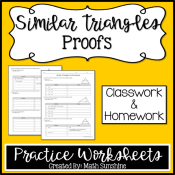 Preview of Similar Triangles Proofs Practice Worksheets (Classwork and Homework)