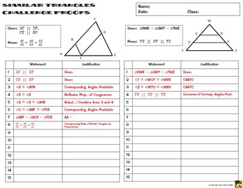 Similar Triangles Proofs - Two Column Proof Practice and Quiz by Math