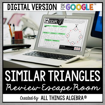 Preview of Similar Triangles Review | Escape Room Activity (GOOGLE SLIDES™ VERSION)