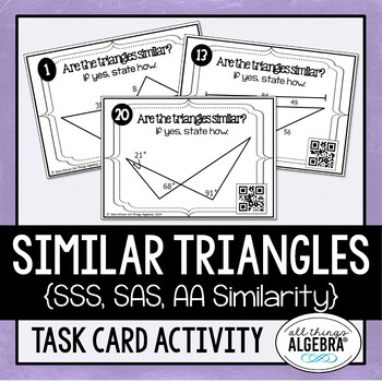 Preview of Similar Triangles (SSS, SAS, and AA Similarity) | Task Cards