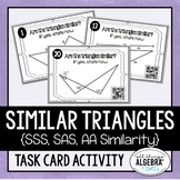 Similar Triangles (SSS, SAS, and AA Similarity) | Task Cards