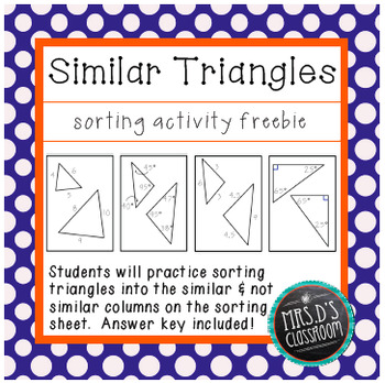 Preview of Similar Triangles Sorting Activity {Freebie}
