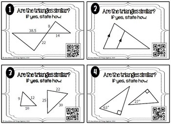 Similar Triangles (SSS, SAS, and AA Similarity) Task Cards | TpT