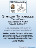 Similar Triangles Scavenger Hunt (True-False)
