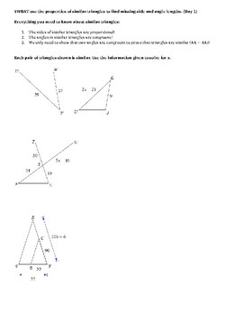 Preview of Similar Triangles Unit Plan (Geometry)- Includes Review Sheet and Test