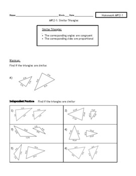 Preview of Similar Triangles Worksheet