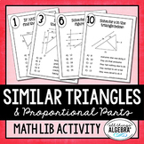Similar Triangles and Proportional Parts | Math Lib Activity