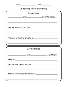 Similarities and Differences | Sentence Frames and Organizer by Liza